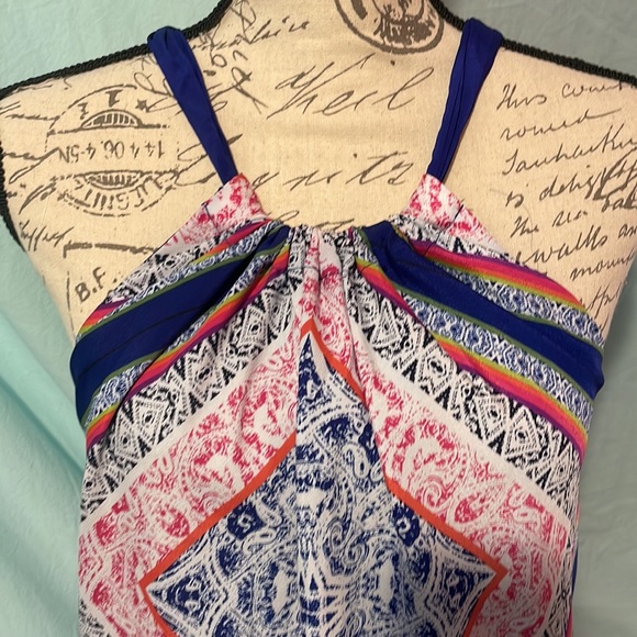 TRINA TURK graphic print dress fully lined royal blue sz 6 - Picture 3 of 13